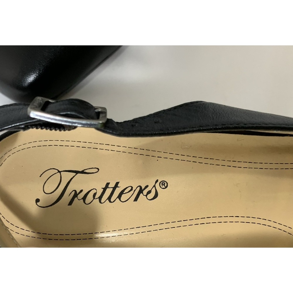 Trotters Shoes Womens 8.5 Black Leather Slingback Pump Low Heel 2" Ballet - Picture 6 of 8
